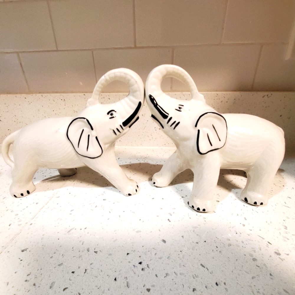 Two Porcelain Elephant Figurines